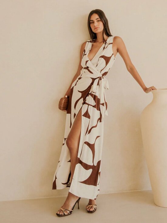 SABO Dresses & Skirts - NWT SABO Madeira Split Wrap Maxi Dress in Sunroom Chocolate Size US 2